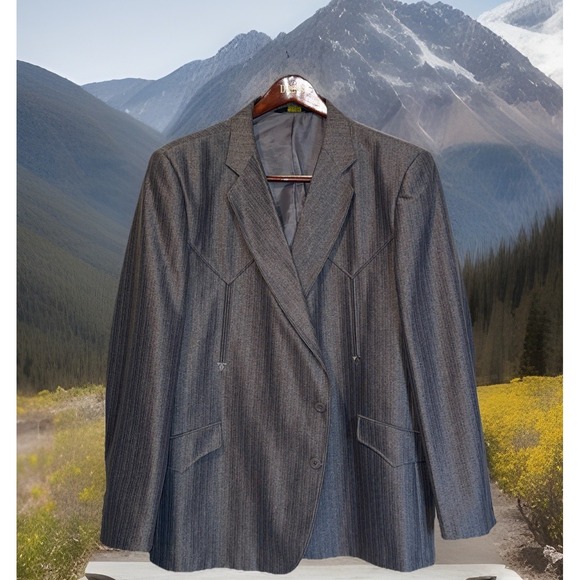 Other - Mesquite Blazer Men 50 Gray‎ Niver Western Wear Rodeo Ranch Rockabilly Cowboy